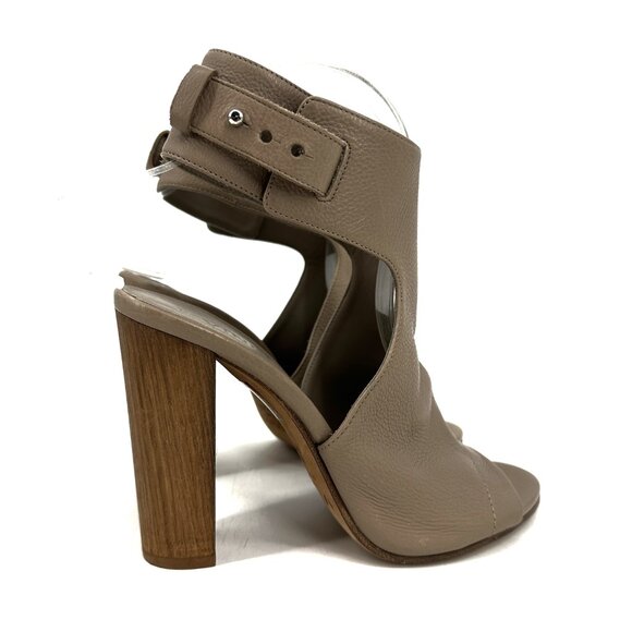 Vince Addie Open Toe Ankle Strap Heel Sandals Taupe Tan Pebbled Leather 7.5 - Picture 5 of 10